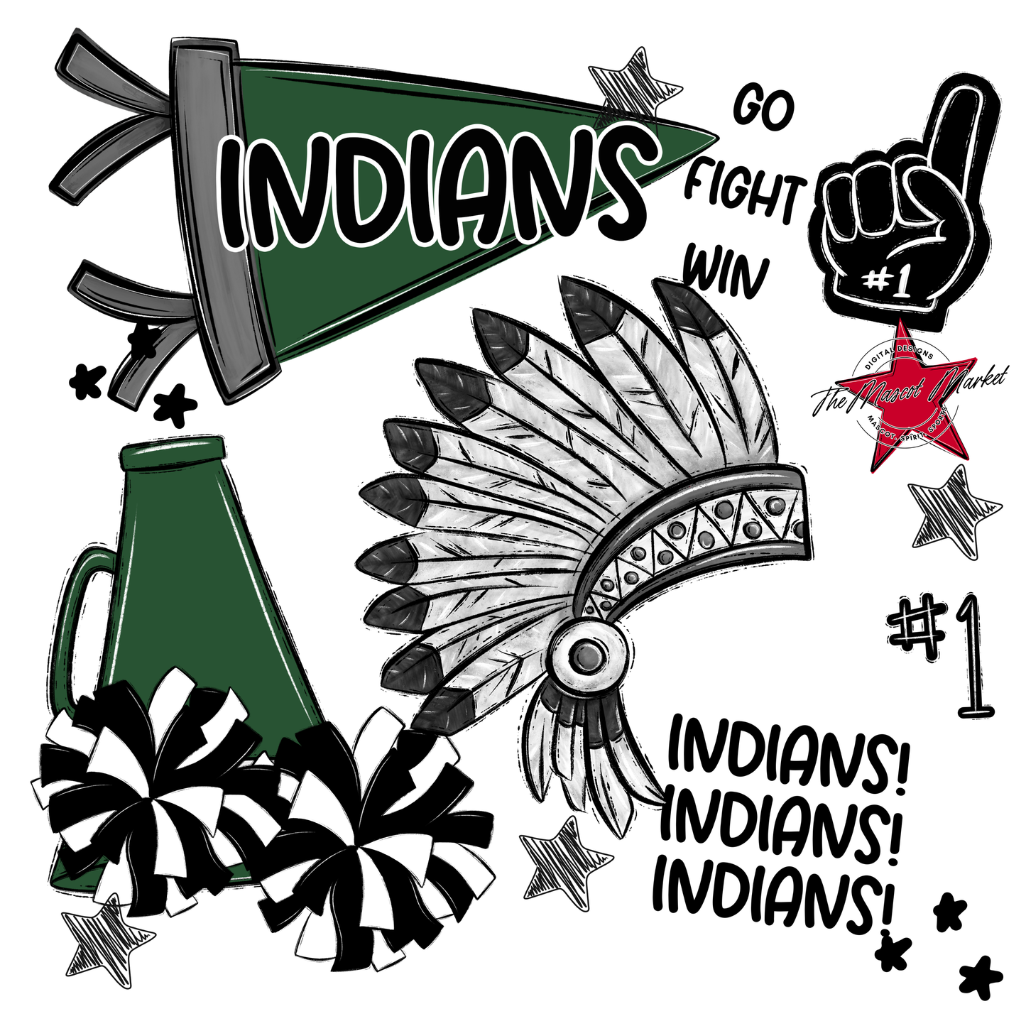 Indians Spirit Design-Green