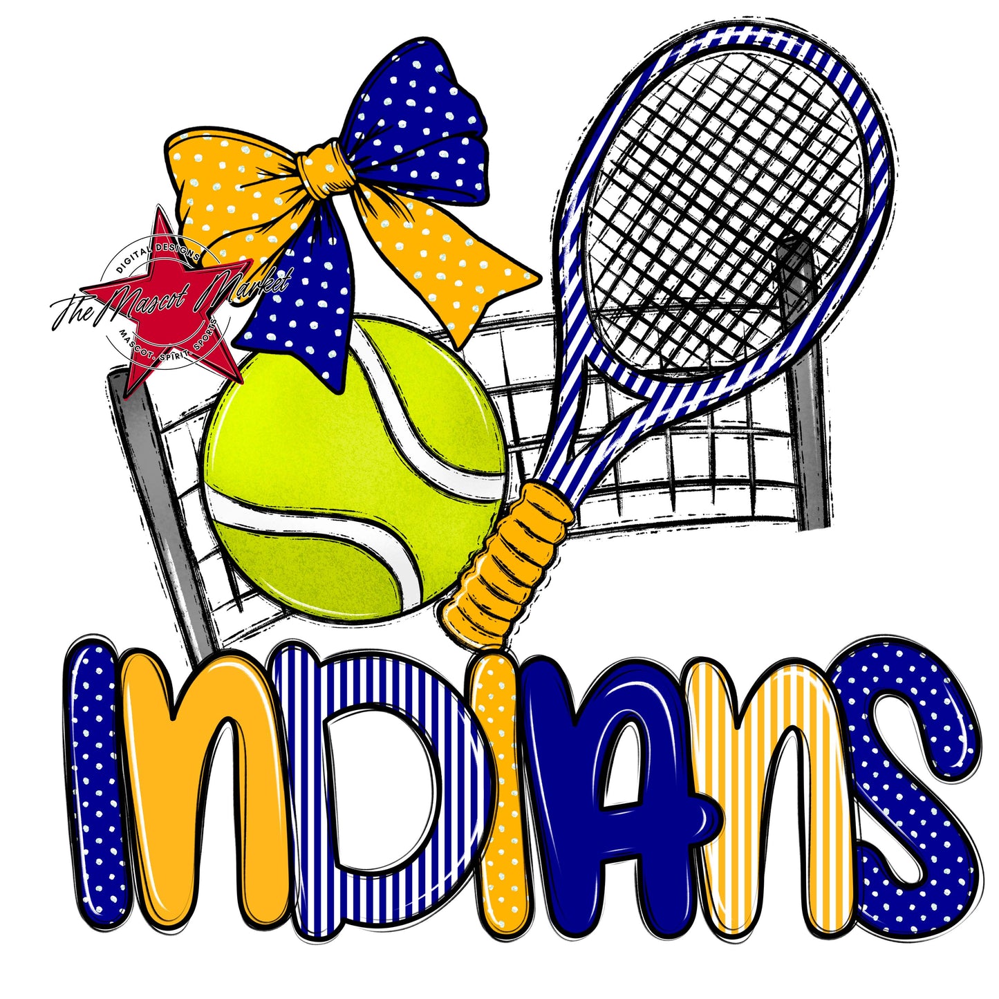 Indians Tennis Spirit Design-Blue & Yellow