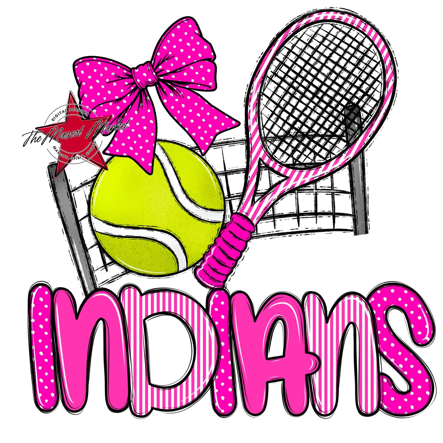 Indians Tennis Spirit Design-Pink