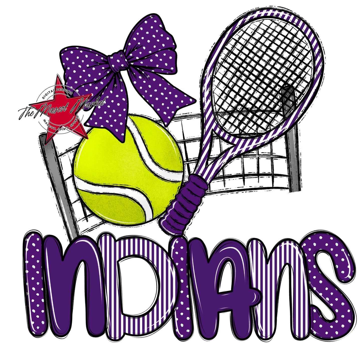 Indians Tennis Spirit Design-Purple