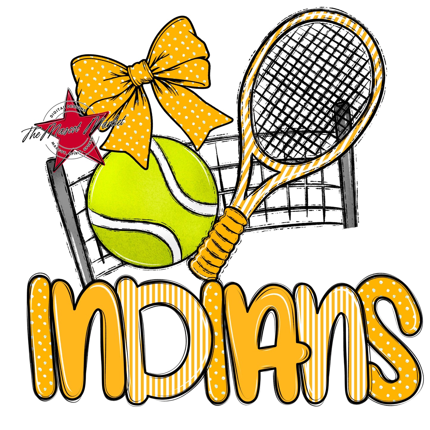 Indians Tennis Spirit Design-Yellow