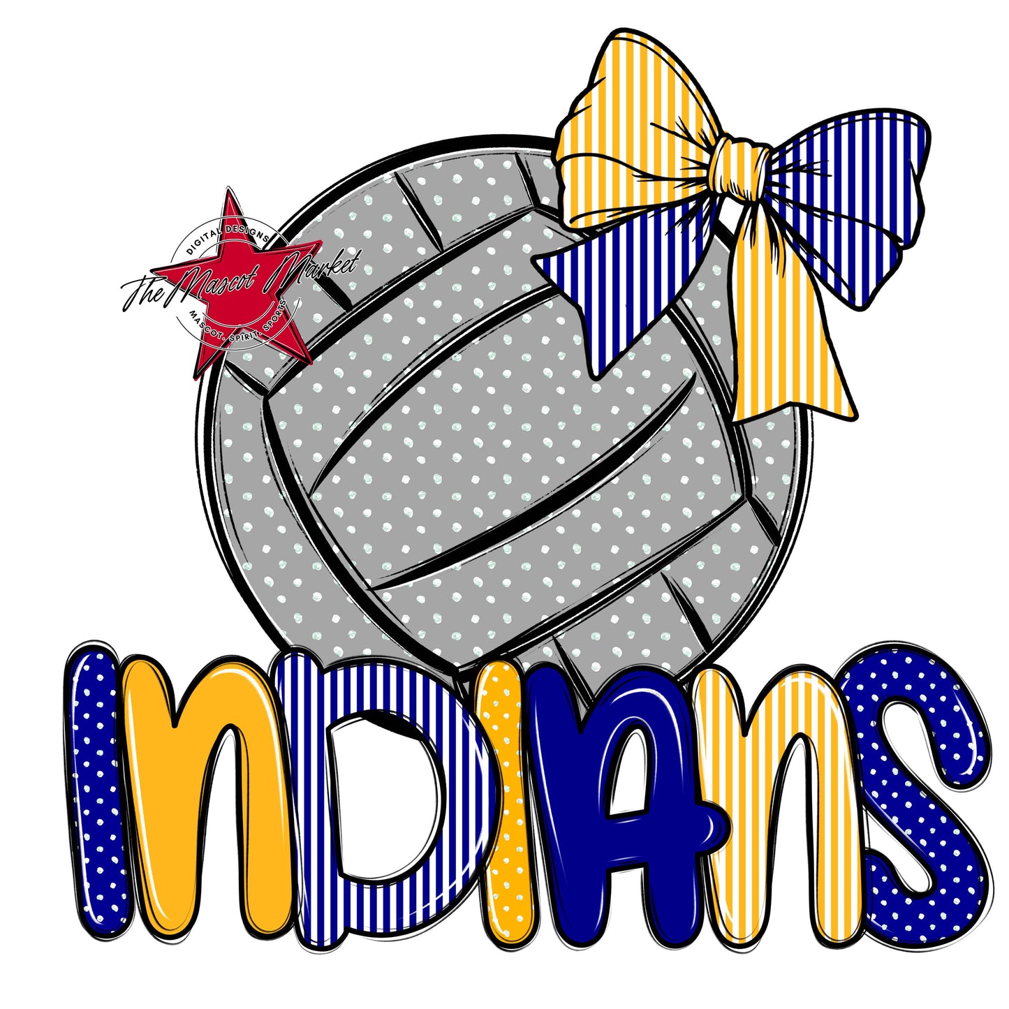 Indians Volleyball Spirit Design-Blue & Yellow