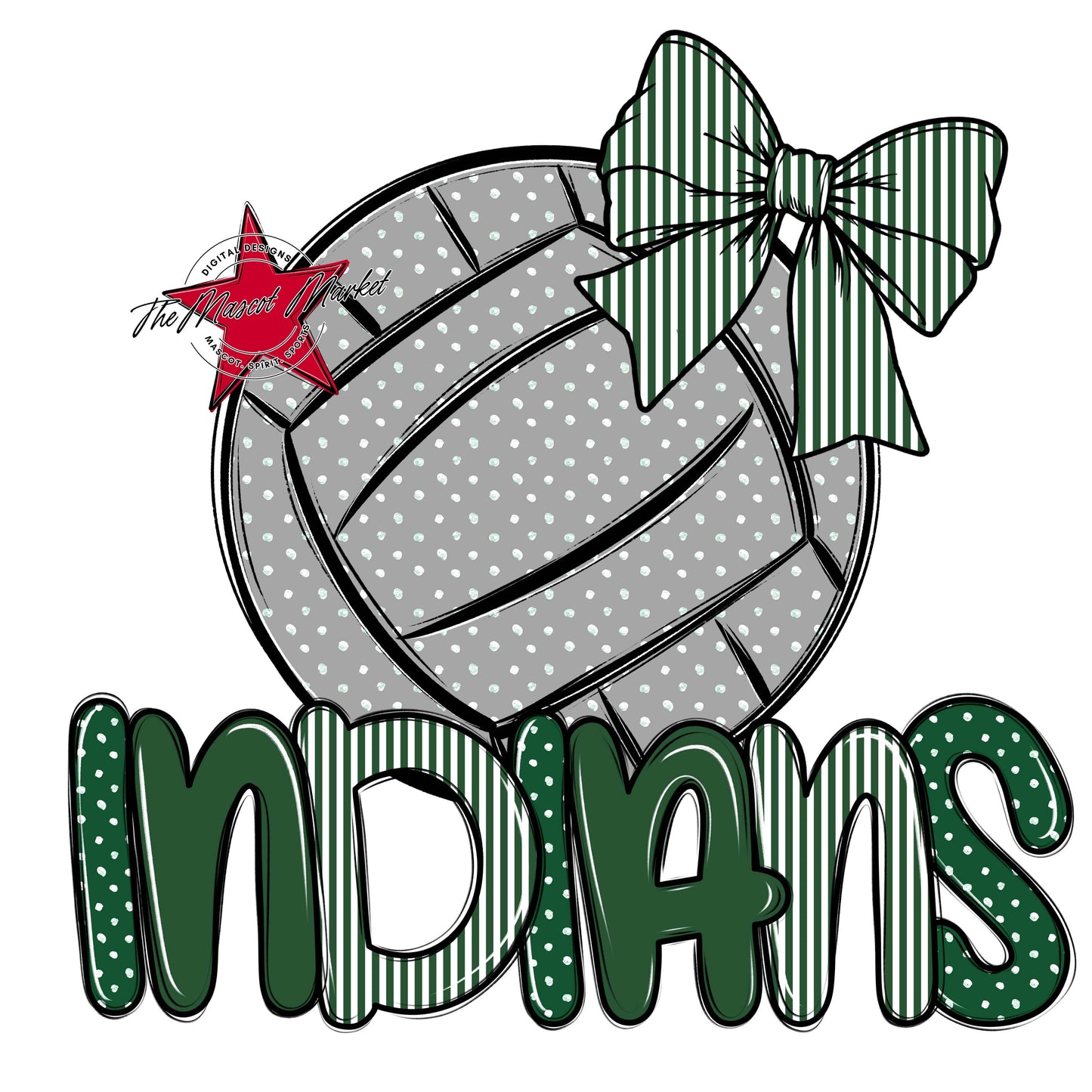 Indians Volleyball Spirit Design-Green