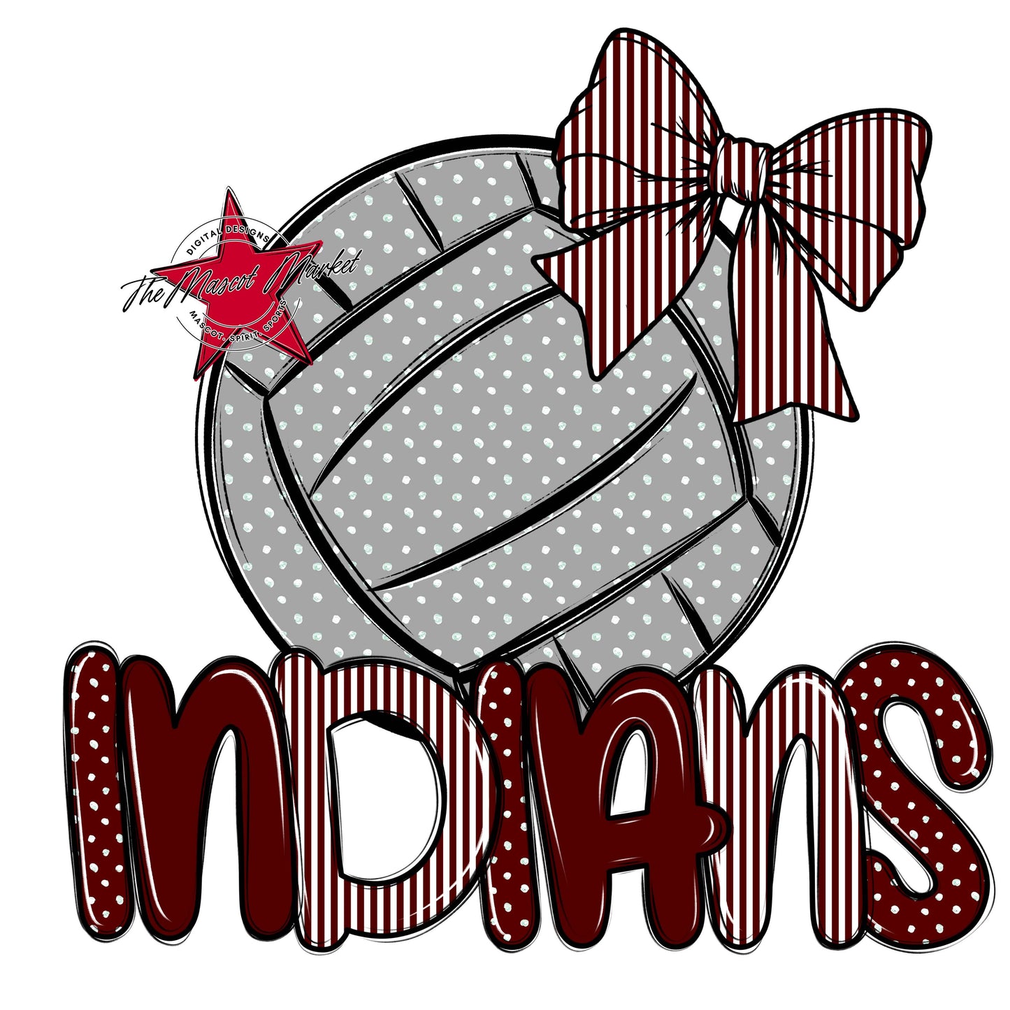 Indians Volleyball Spirit Design-Maroon