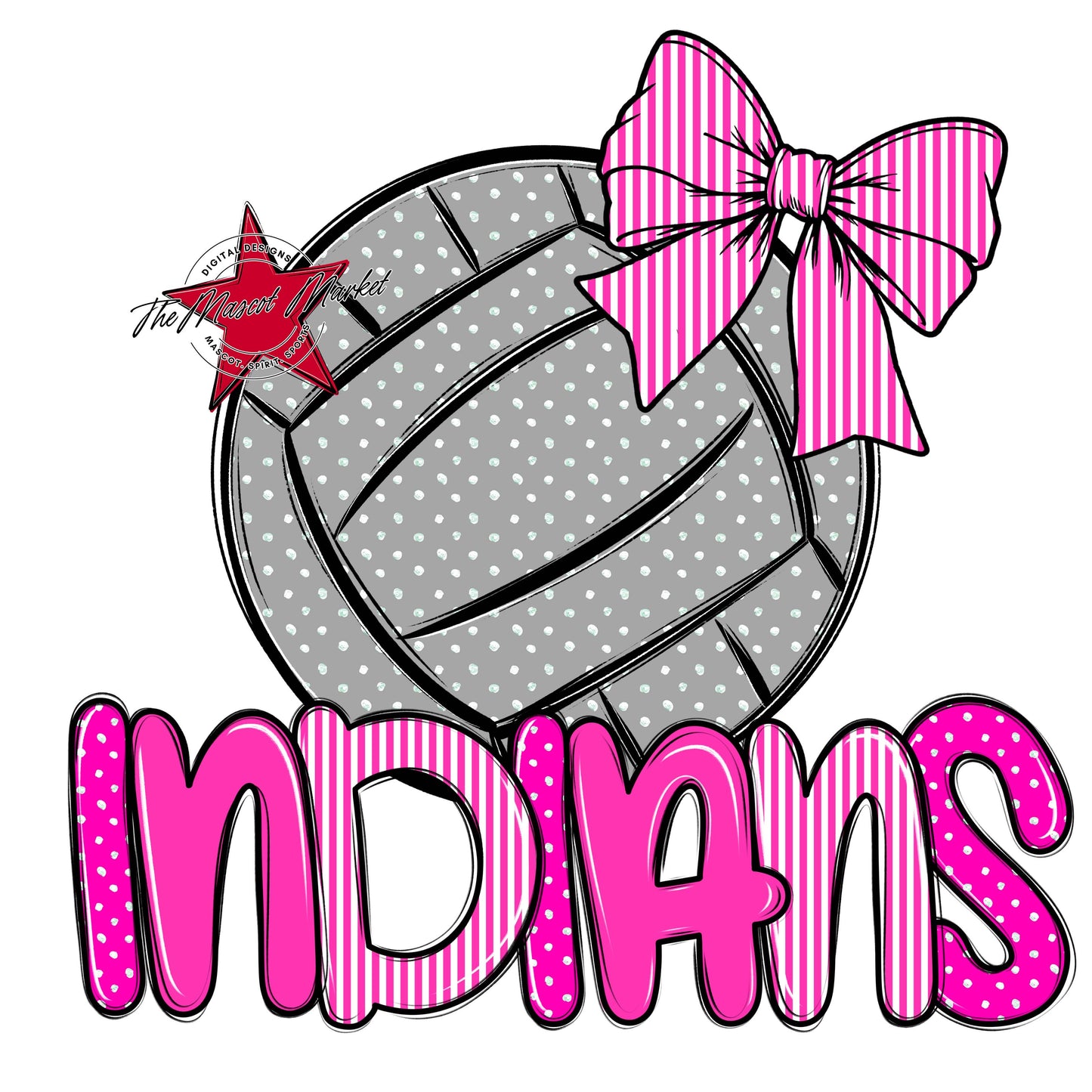 Indians Volleyball Spirit Design-Pink