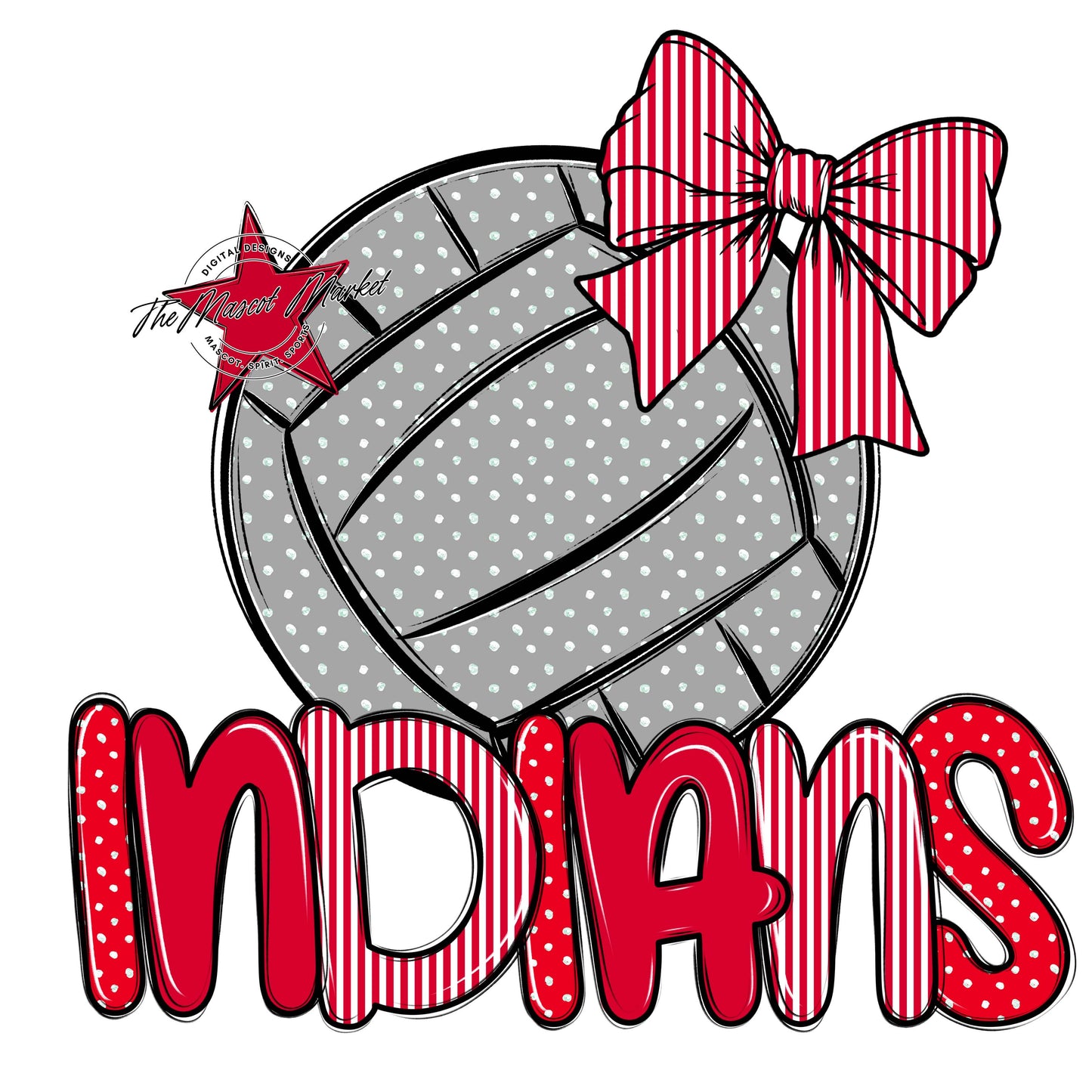 Indians Volleyball Spirit Design-Red