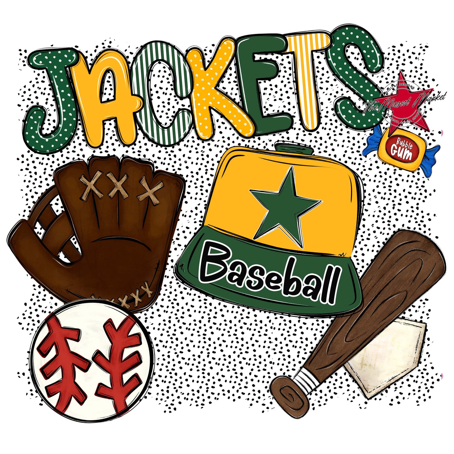 Jackets Baseball Spirit-Green & Yellow