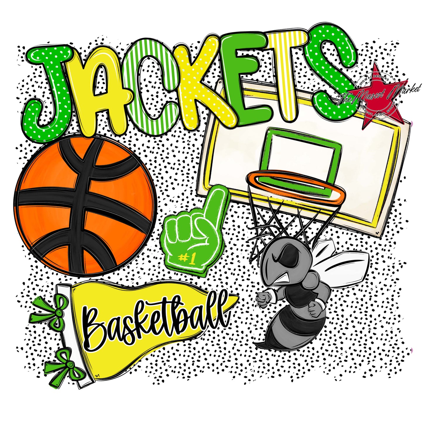 Jackets Basketball Spirit-Bright Green & Bright Yellow
