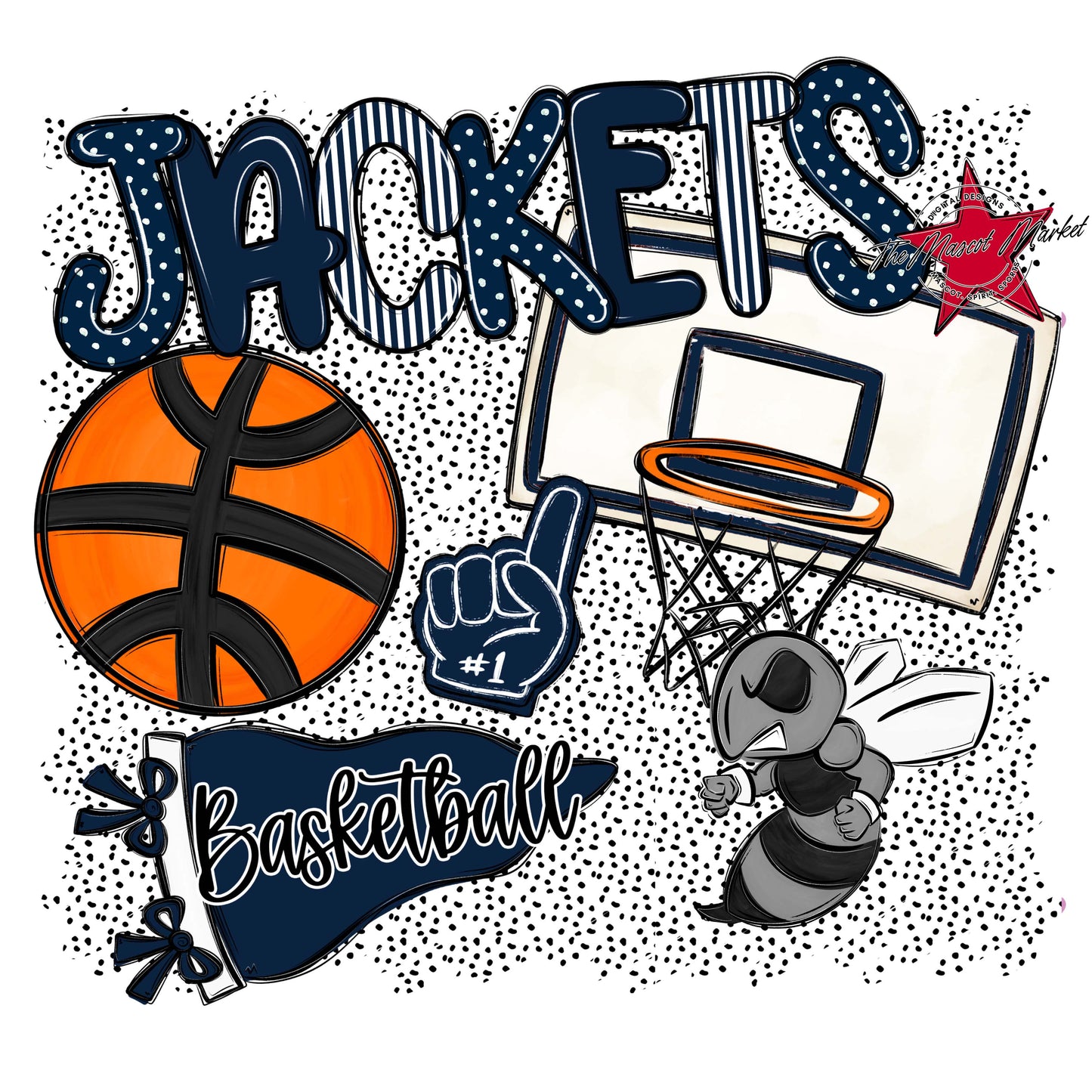 Jackets Basketball Spirit-Navy