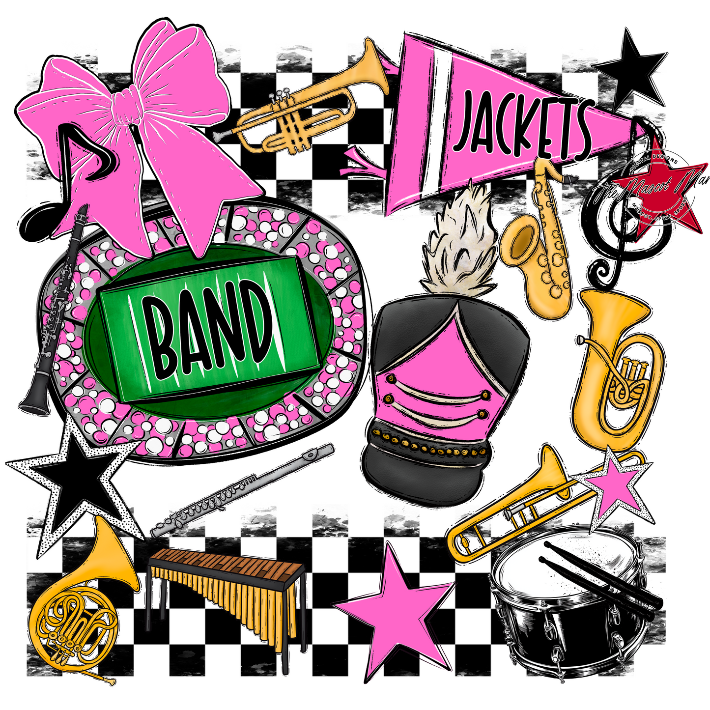 Jackets Checkers Band Spirit Design-Baby Pink
