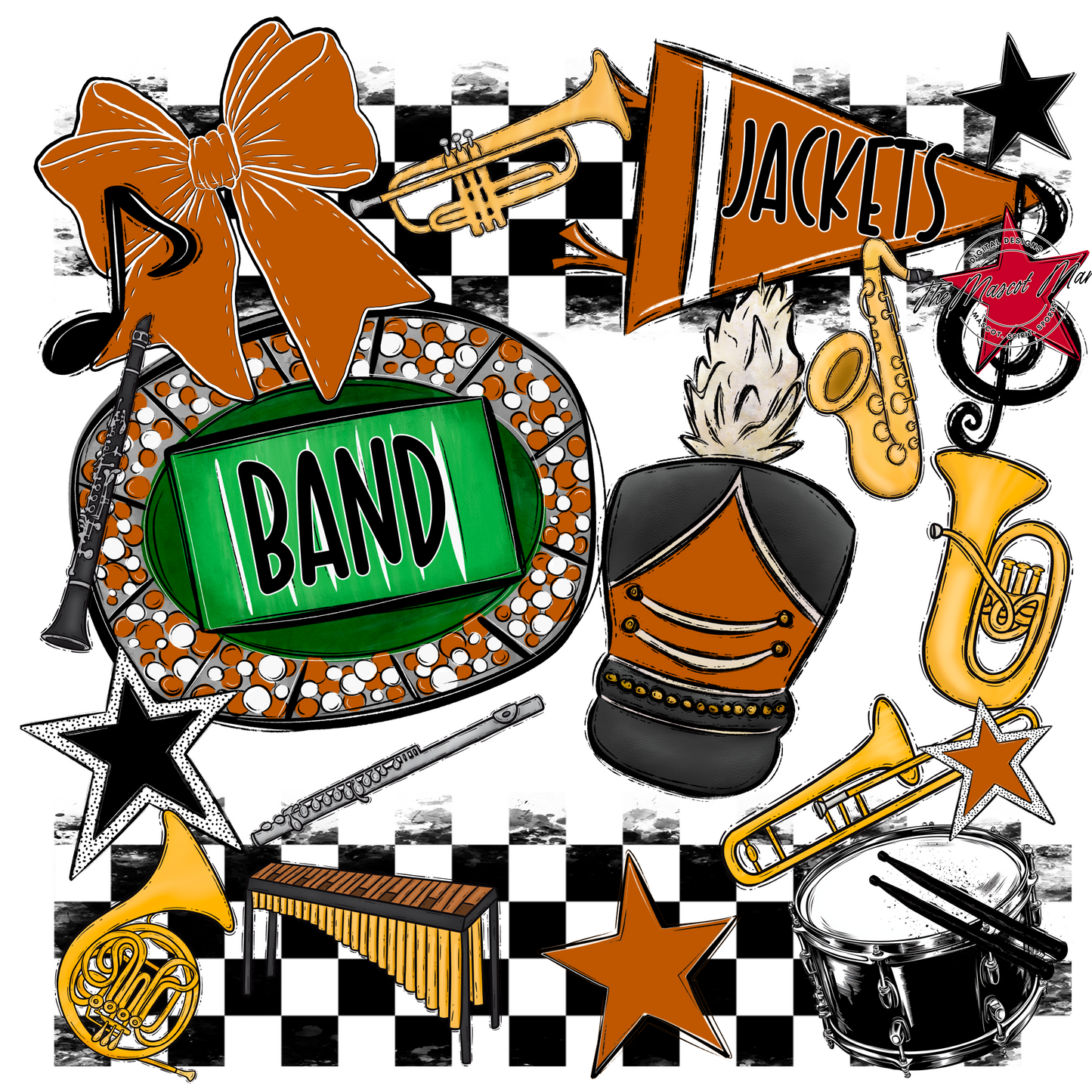 Jackets Checkers Band Spirit Design-Burnt Orange
