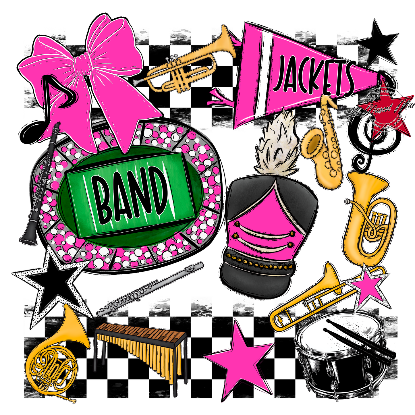 Jackets Checkers Band Spirit Design-Pink