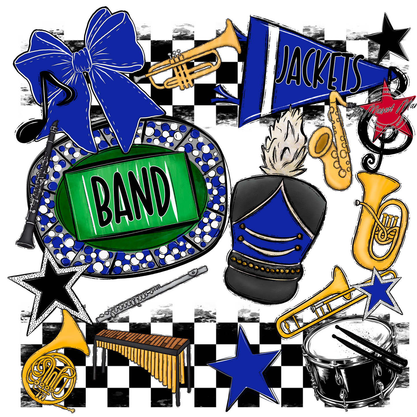 Jackets Checkers Band Spirit Design-Royal Blue