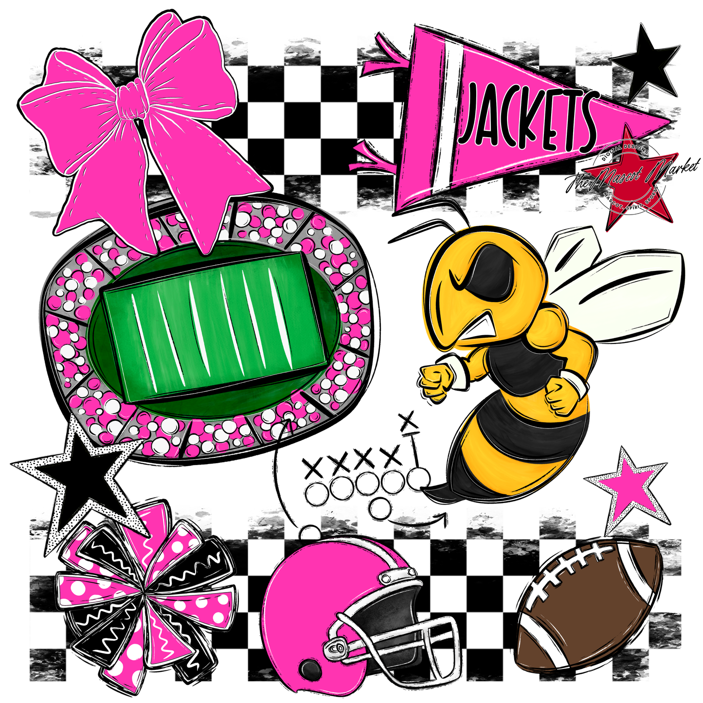 Jackets Checkers Mascot Spirit Design-Pink