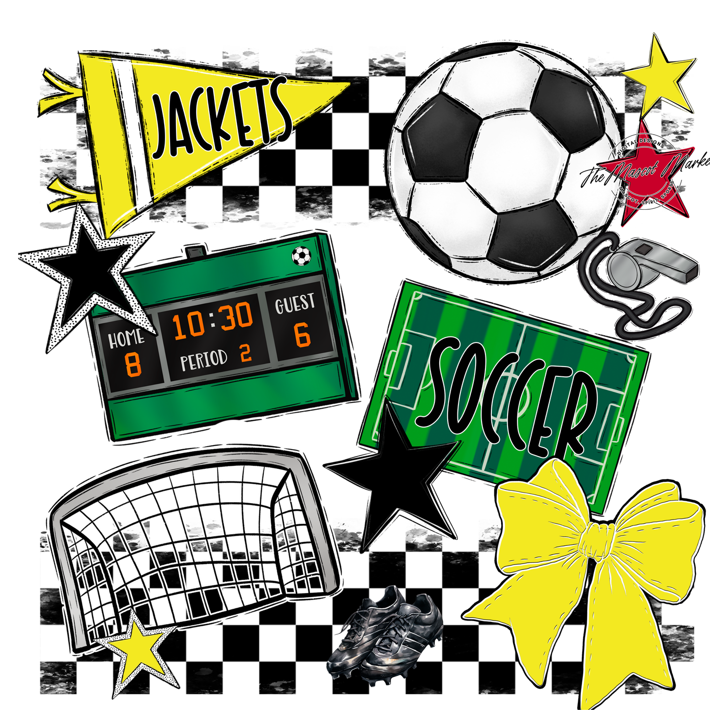 Jackets Checkers Soccer Spirit Design-Bright Yellow
