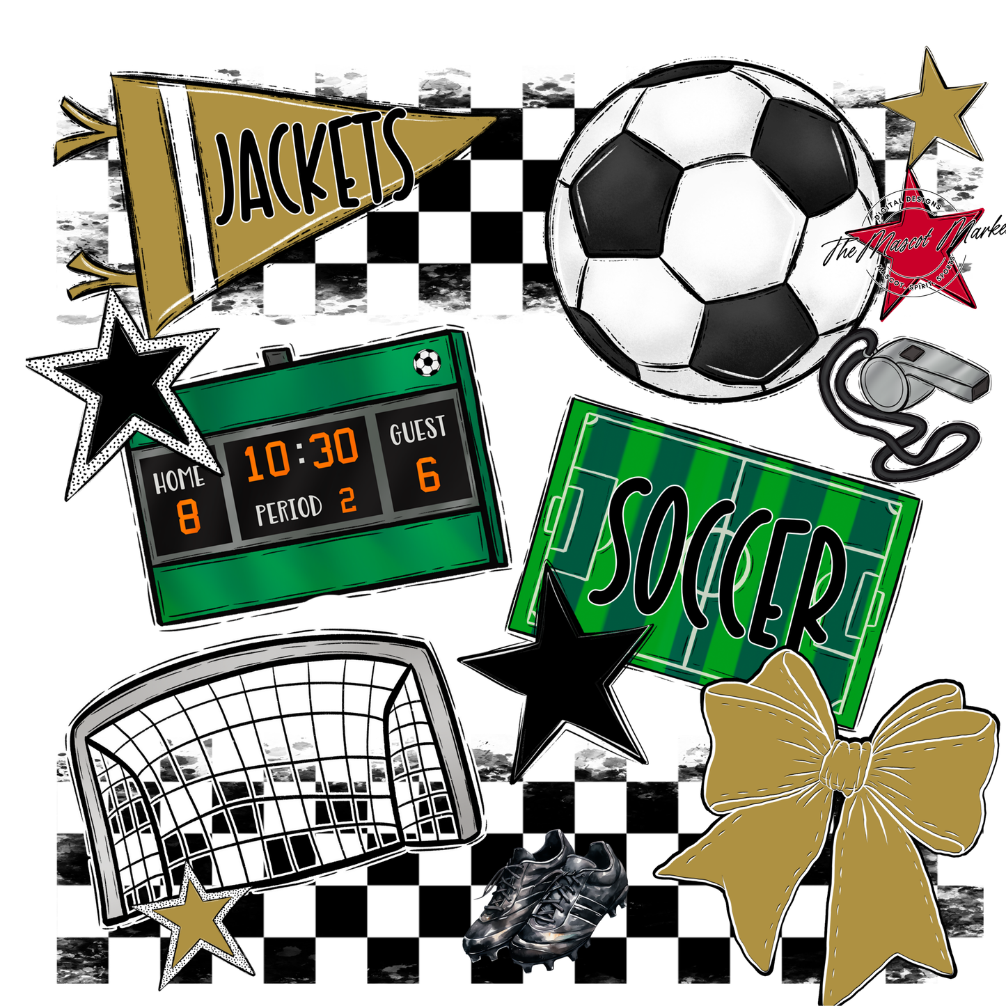 Jackets Checkers Soccer Spirit Design-Gold