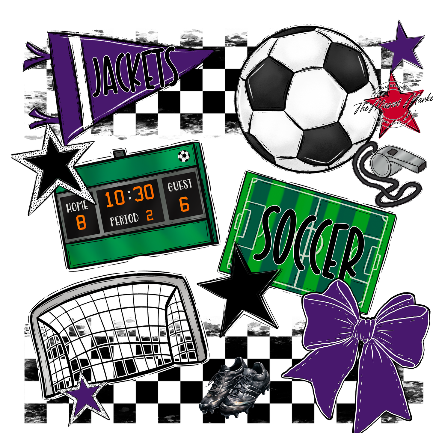 Jackets Checkers Soccer Spirit Design-Purple