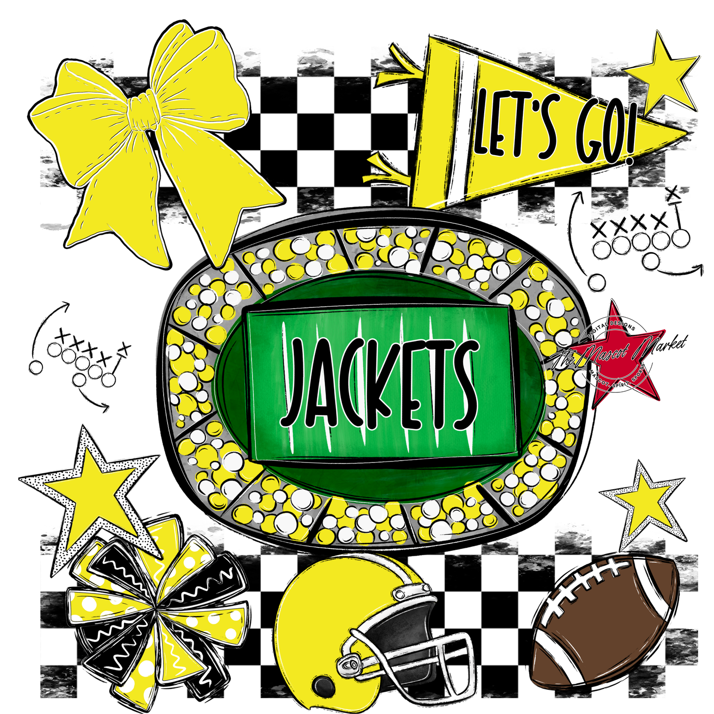 Jackets Checkers Spirit Design-Bright Yellow