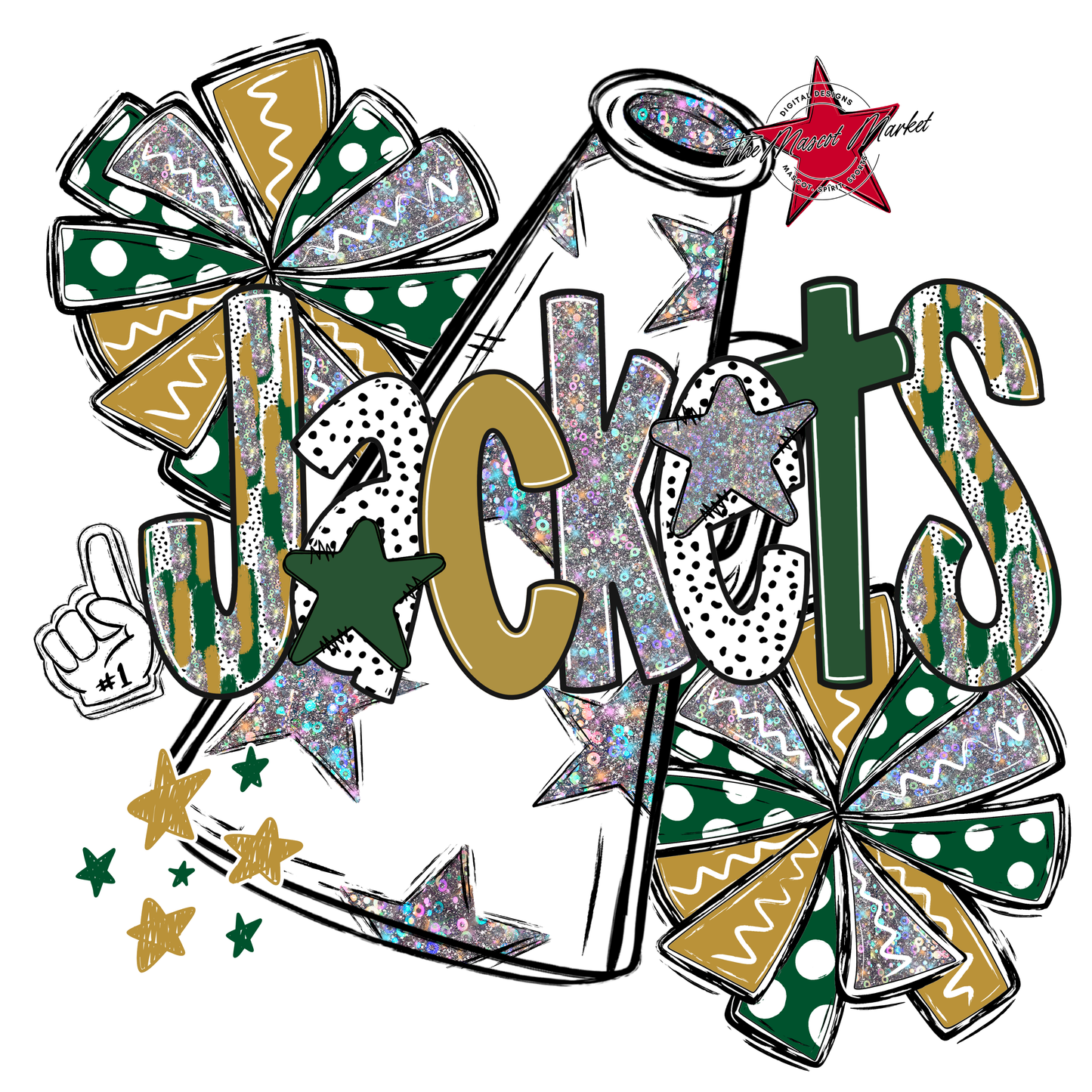 Jackets Cheer Megaphone Scrape-Green-Gold