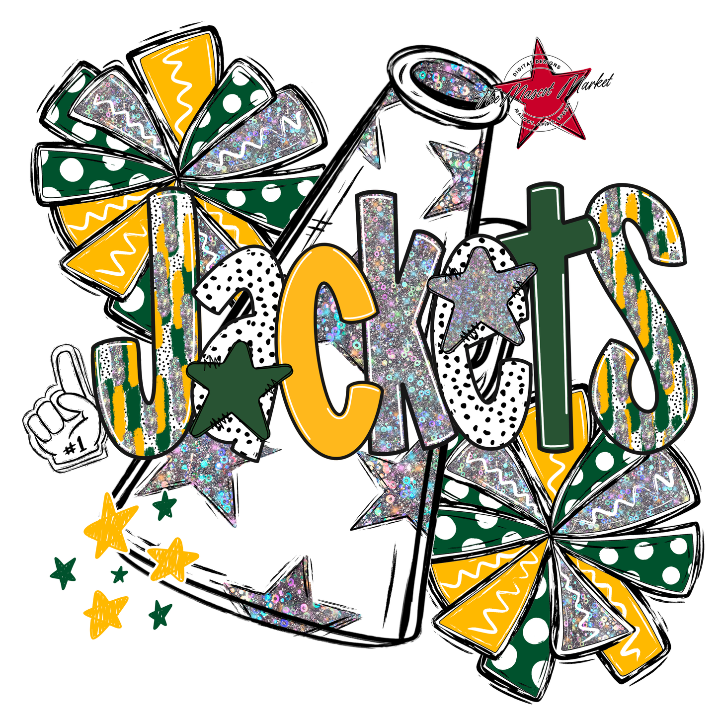 Jackets Cheer Megaphone Scrape-Green-Yellow