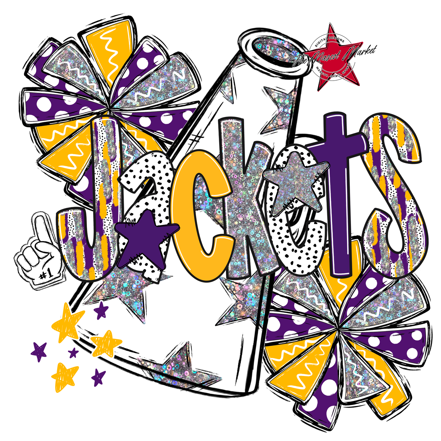 Jackets Cheer Megaphone Scrape-Purple-Yellow