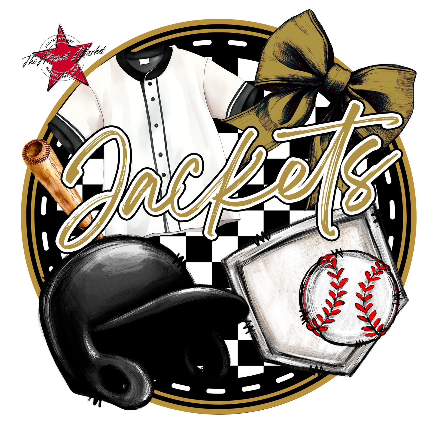 Jackets Circle Baseball Design-Gold