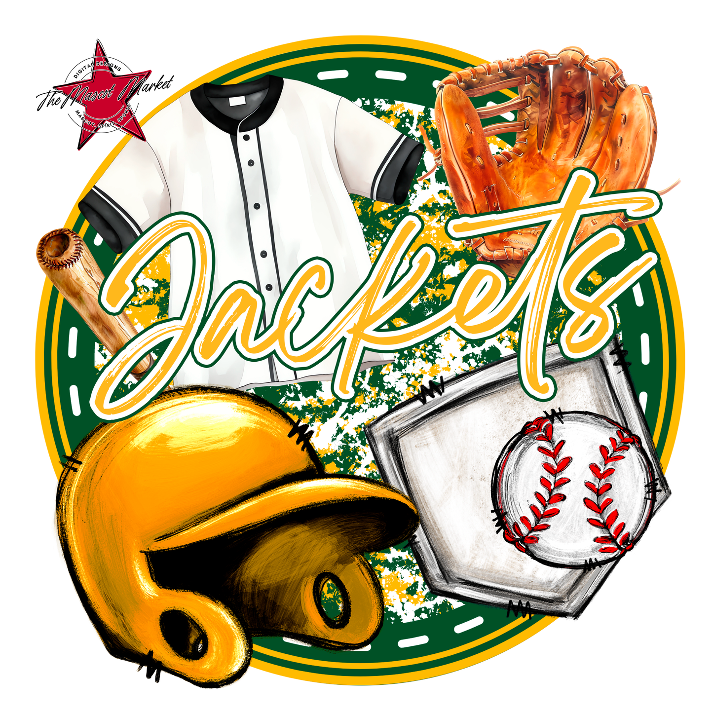 Jackets Circle Baseball Design-Green-Yellow
