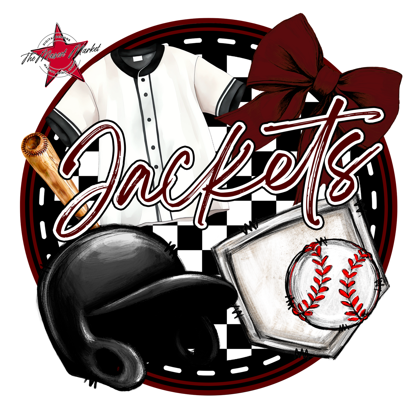 Jackets Circle Baseball Design-Maroon