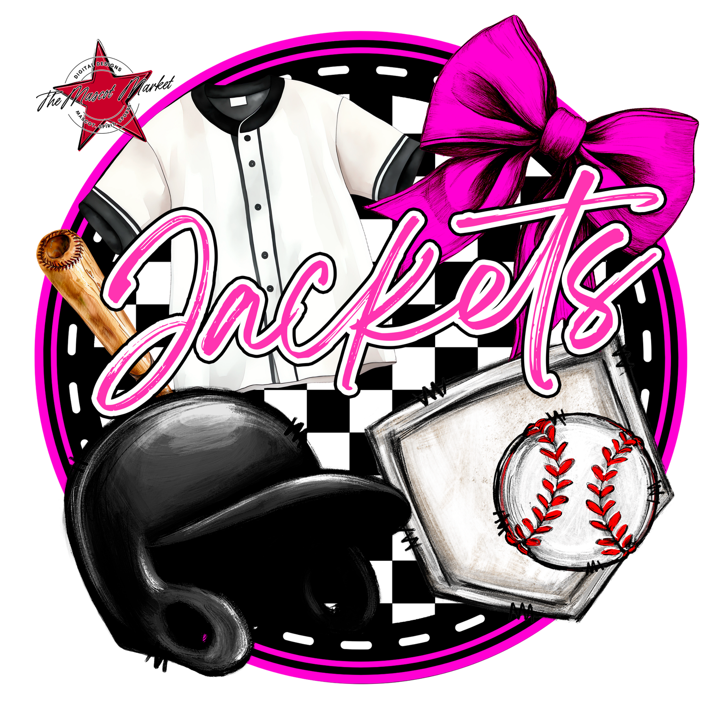 Jackets Circle Baseball Design-Pink
