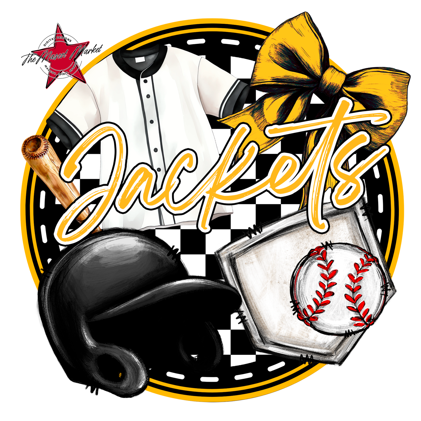 Jackets Circle Baseball Design-Yellow
