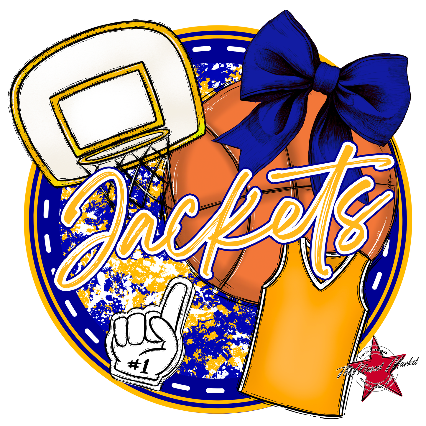 Jackets Circle Basketball Design-Blue-Yellow