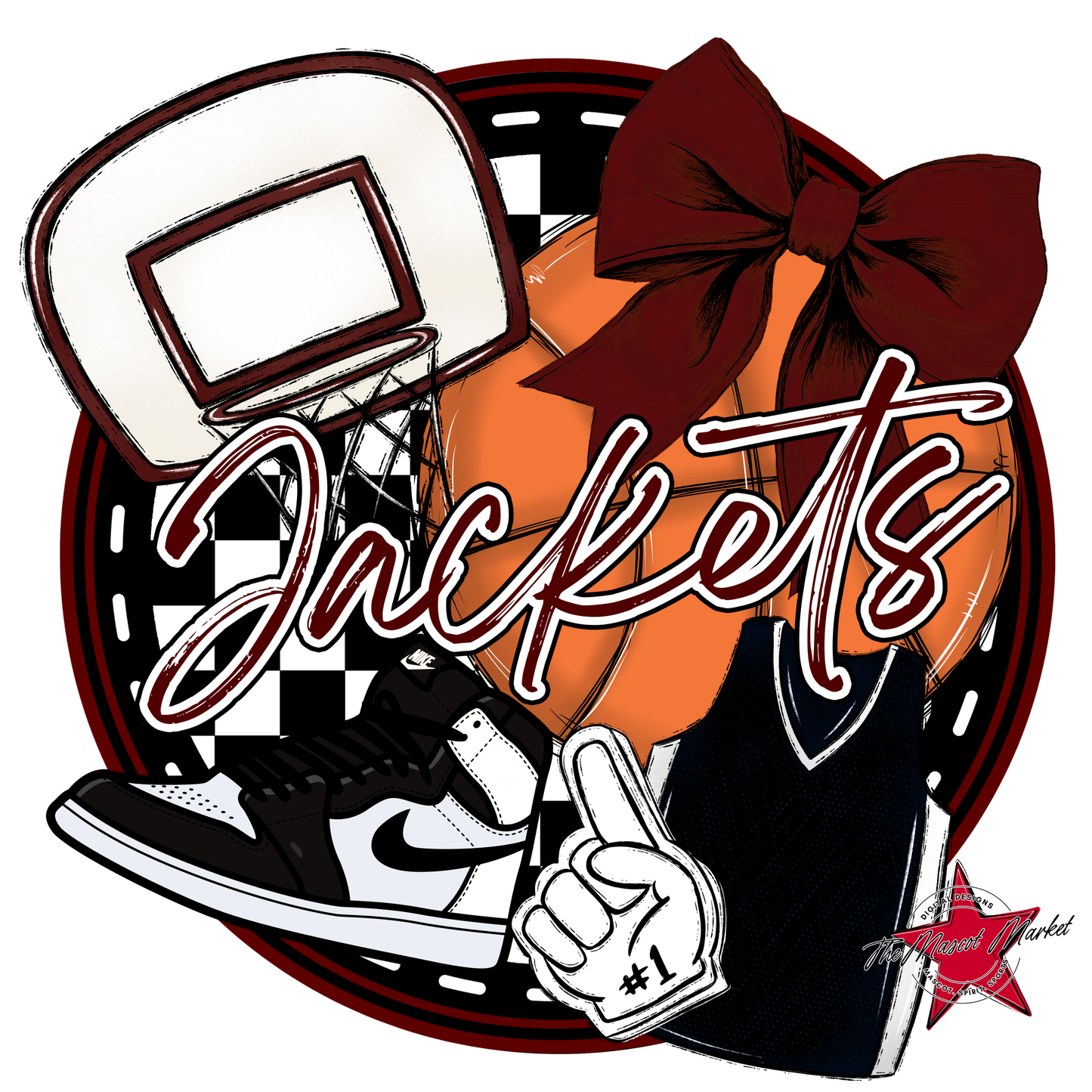 Jackets Circle Basketball Design-Maroon