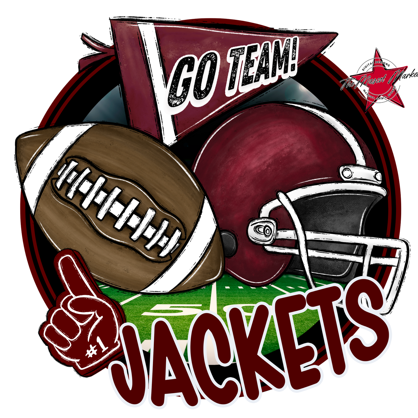 Jackets Circle Football Design-Maroon