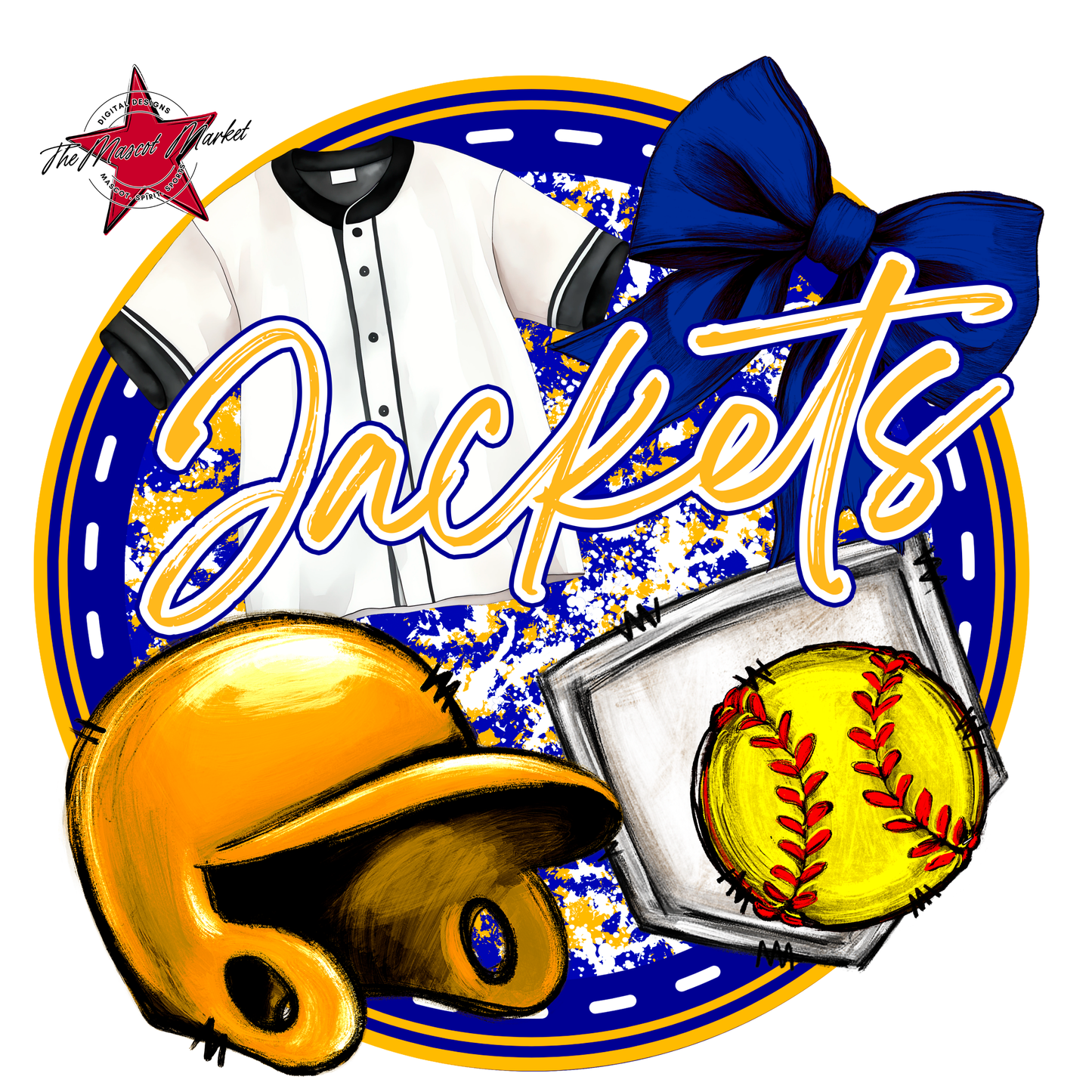 Jackets Circle Softball Design-Blue-Yellow