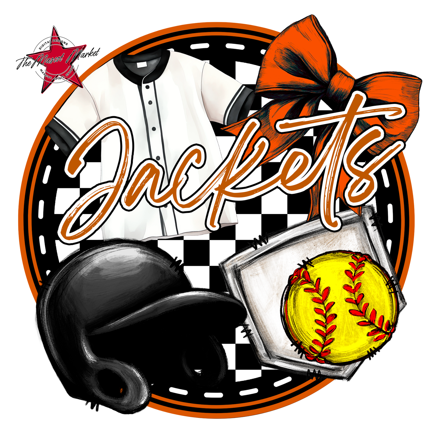 Jackets Circle Softball Design-Burnt Orange