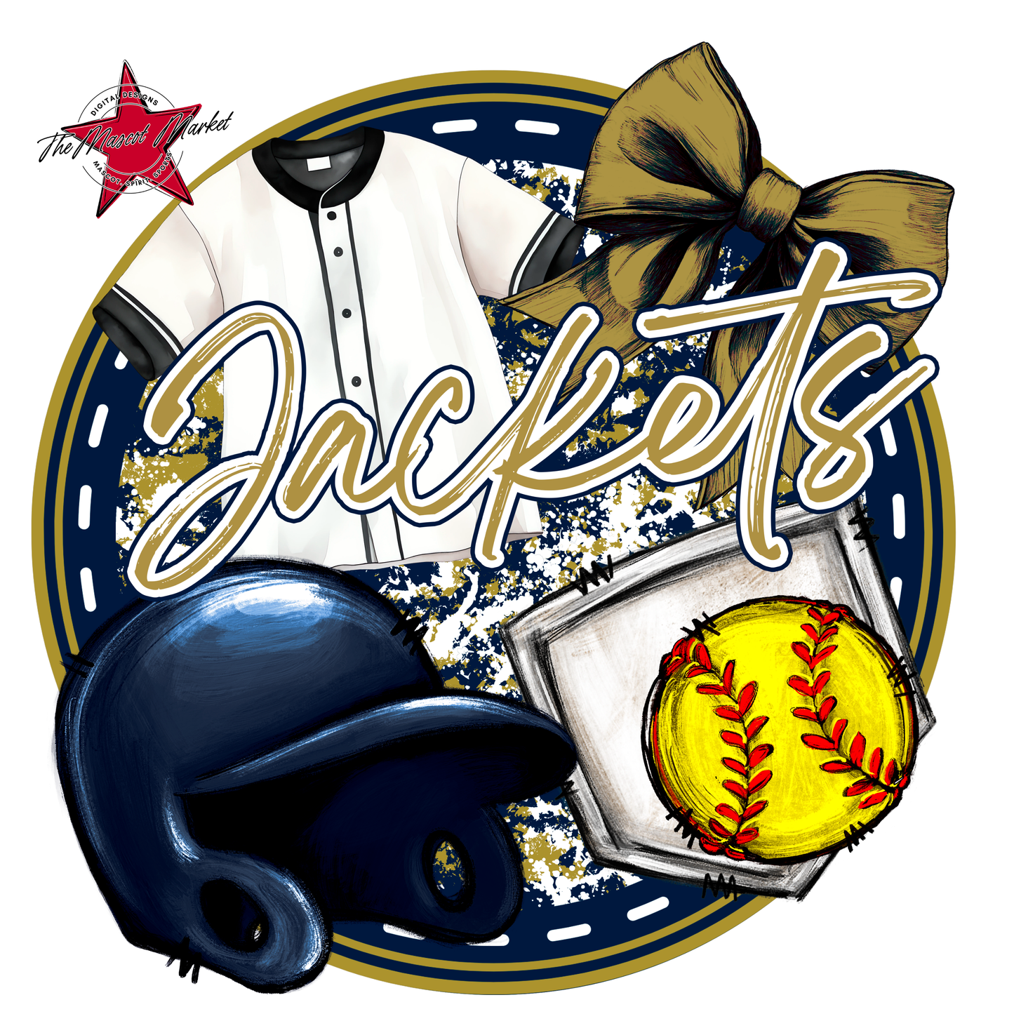 Jackets Circle Softball Design-Navy-Gold