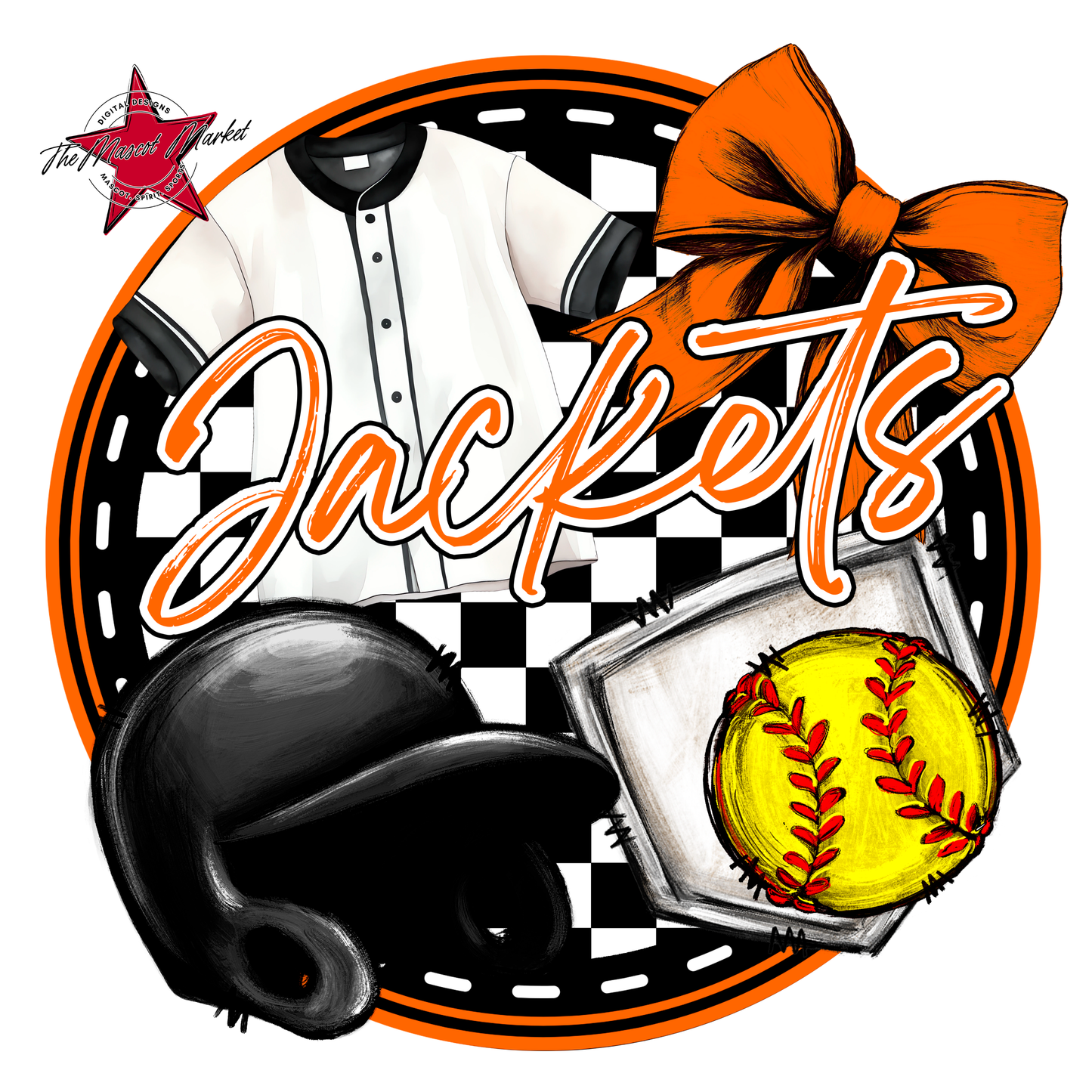 Jackets Circle Softball Design-Orange