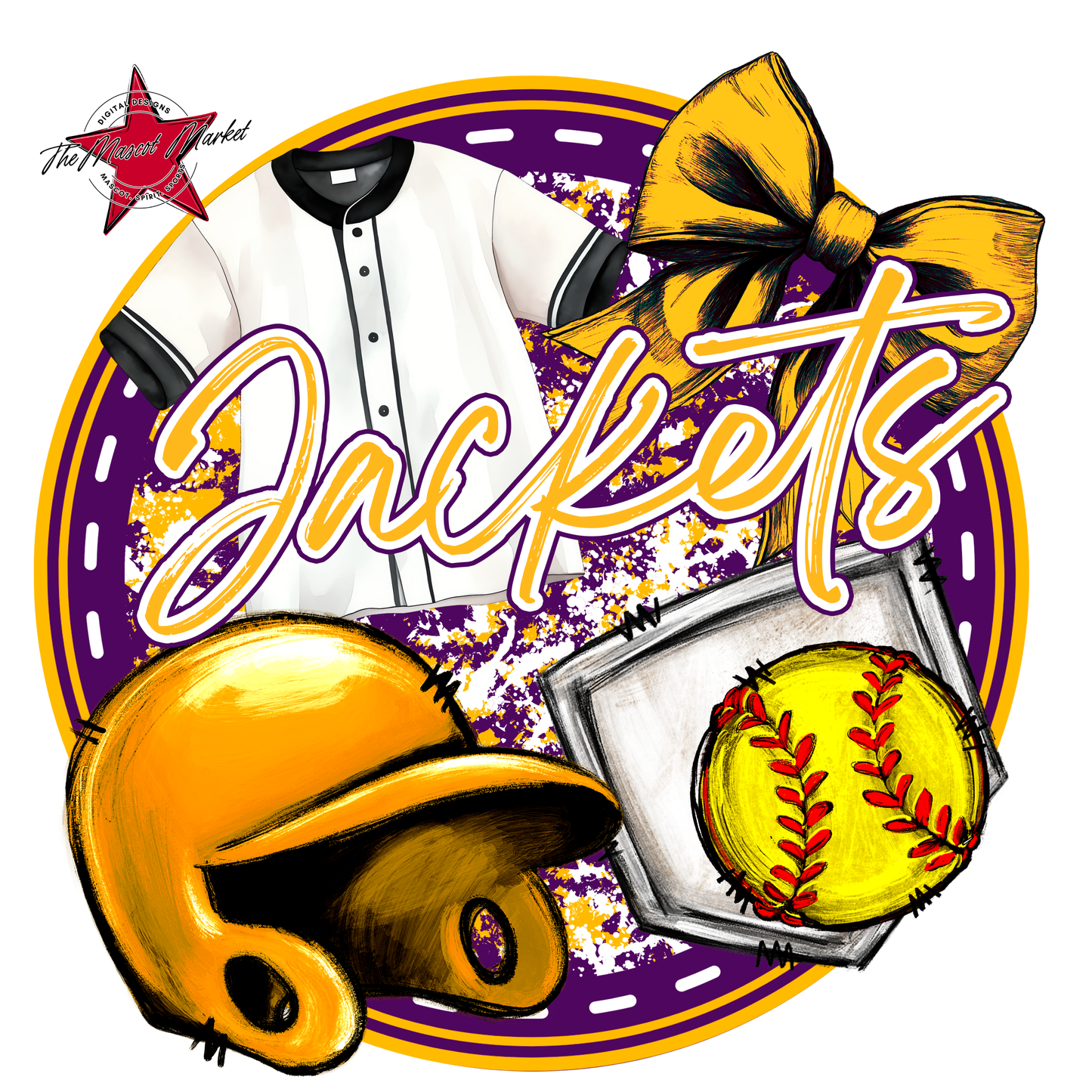 Jackets Circle Softball Design-Purple-Yellow