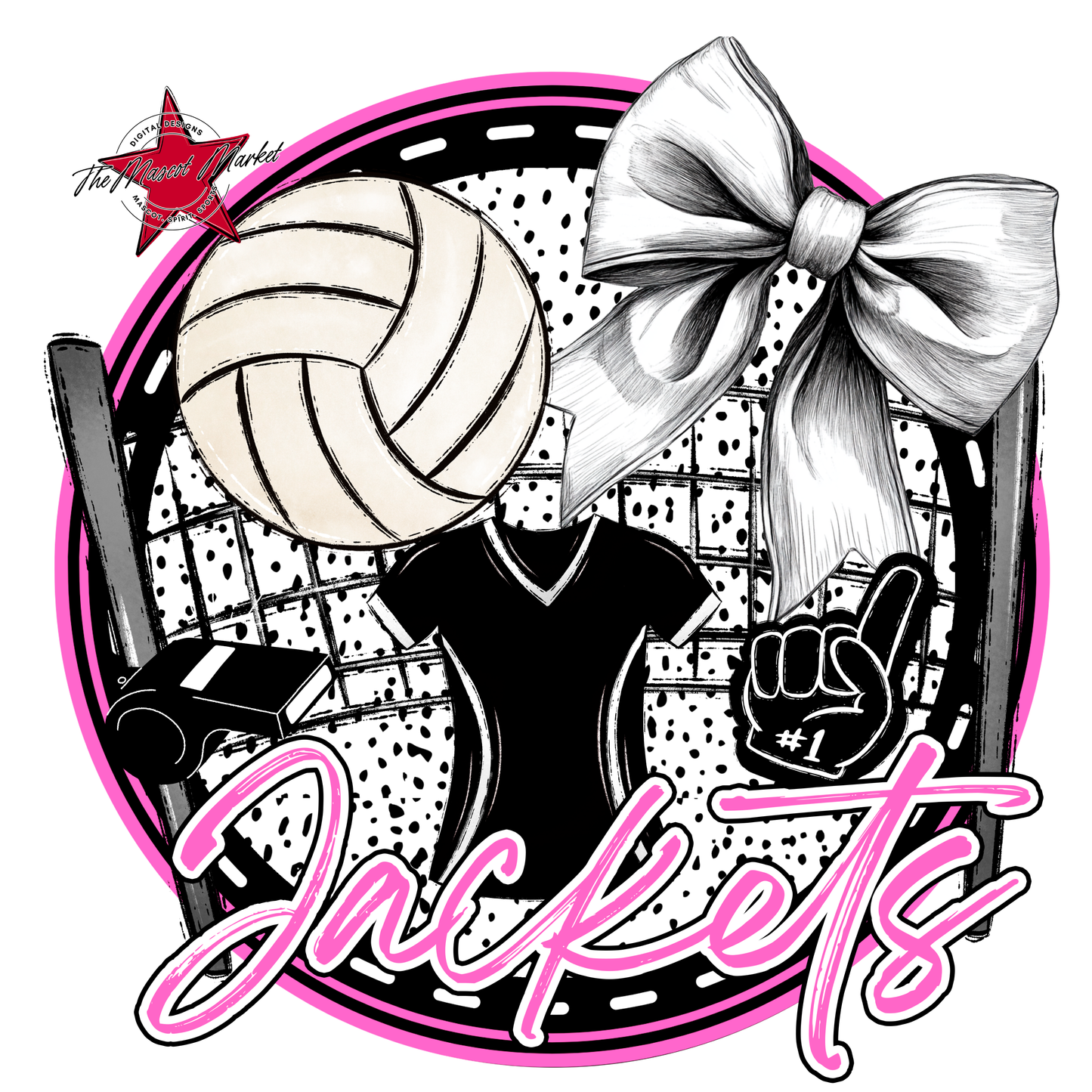 Jackets Circle Volleyball Design-Baby Pink