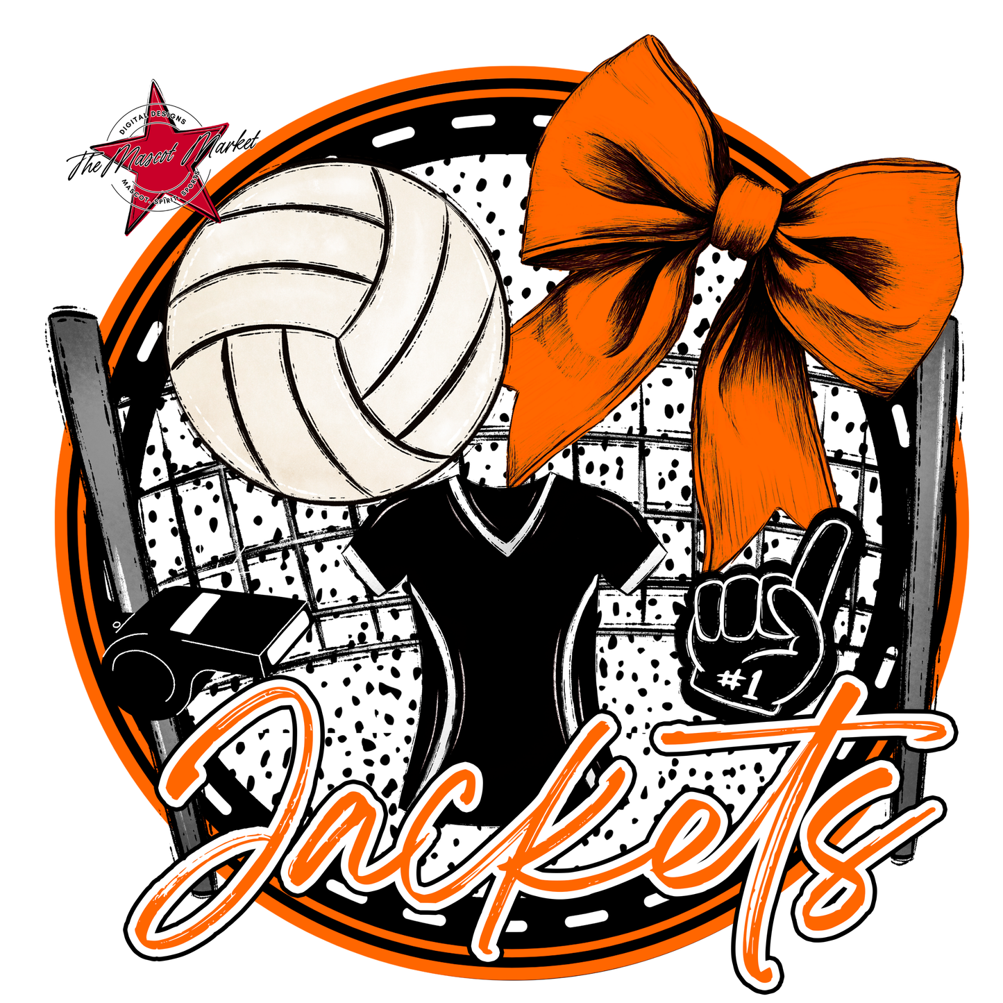 Jackets Circle Volleyball Design-Orange