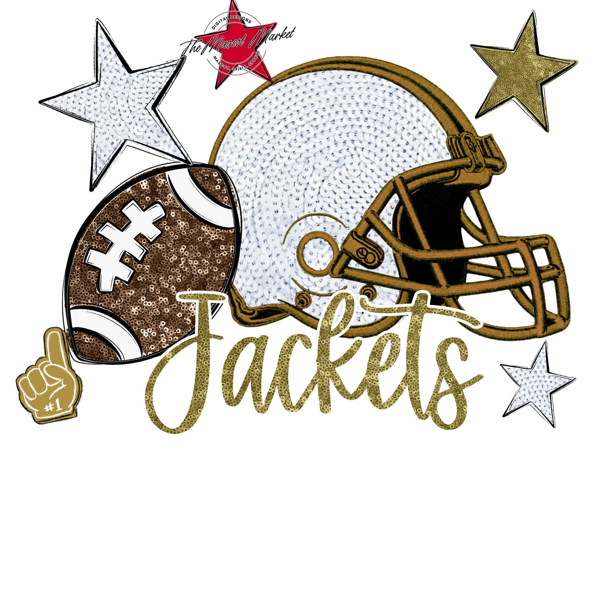 Jackets Football Embroidered Sequins Design-Gold