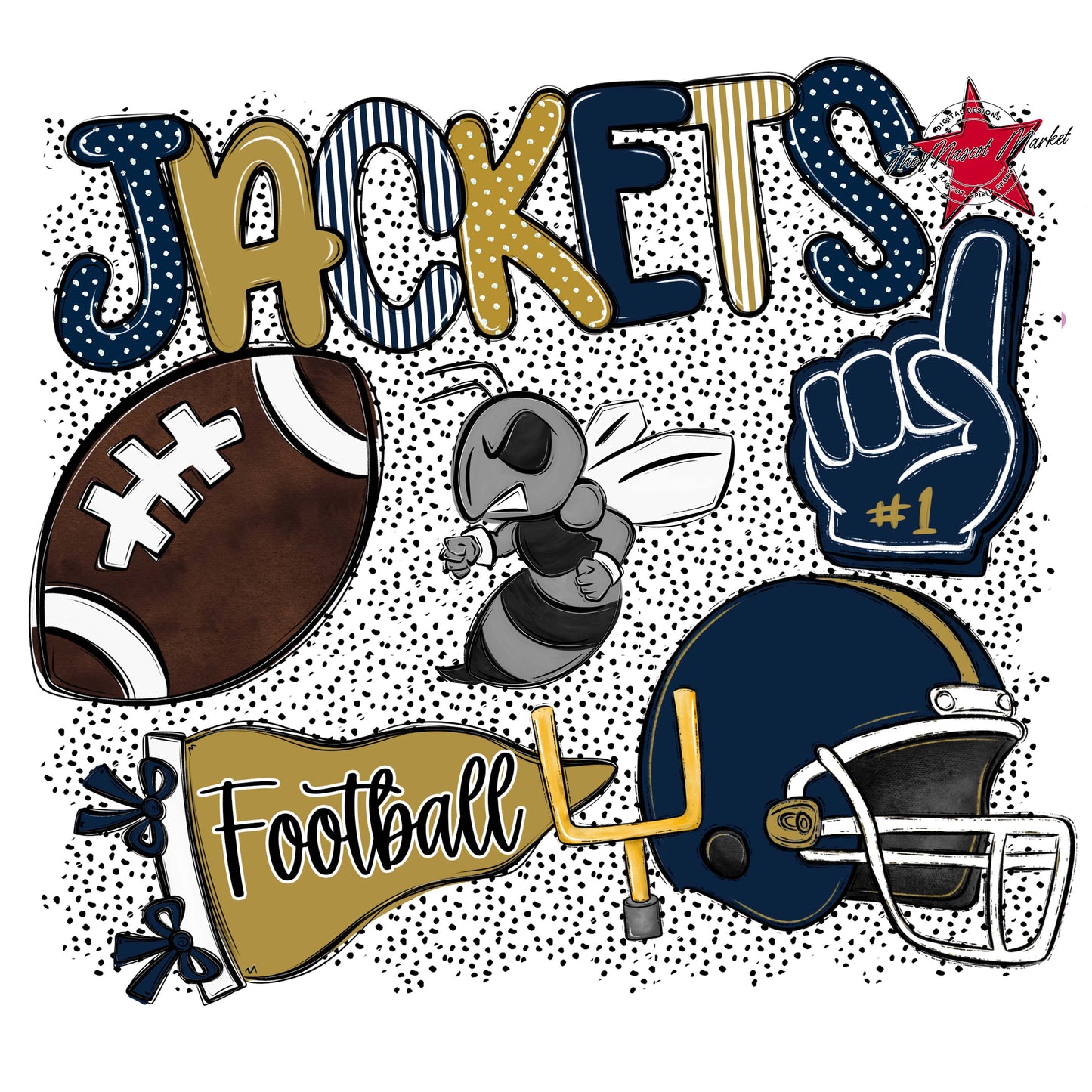 Jackets Football Spirit-Navy & Gold