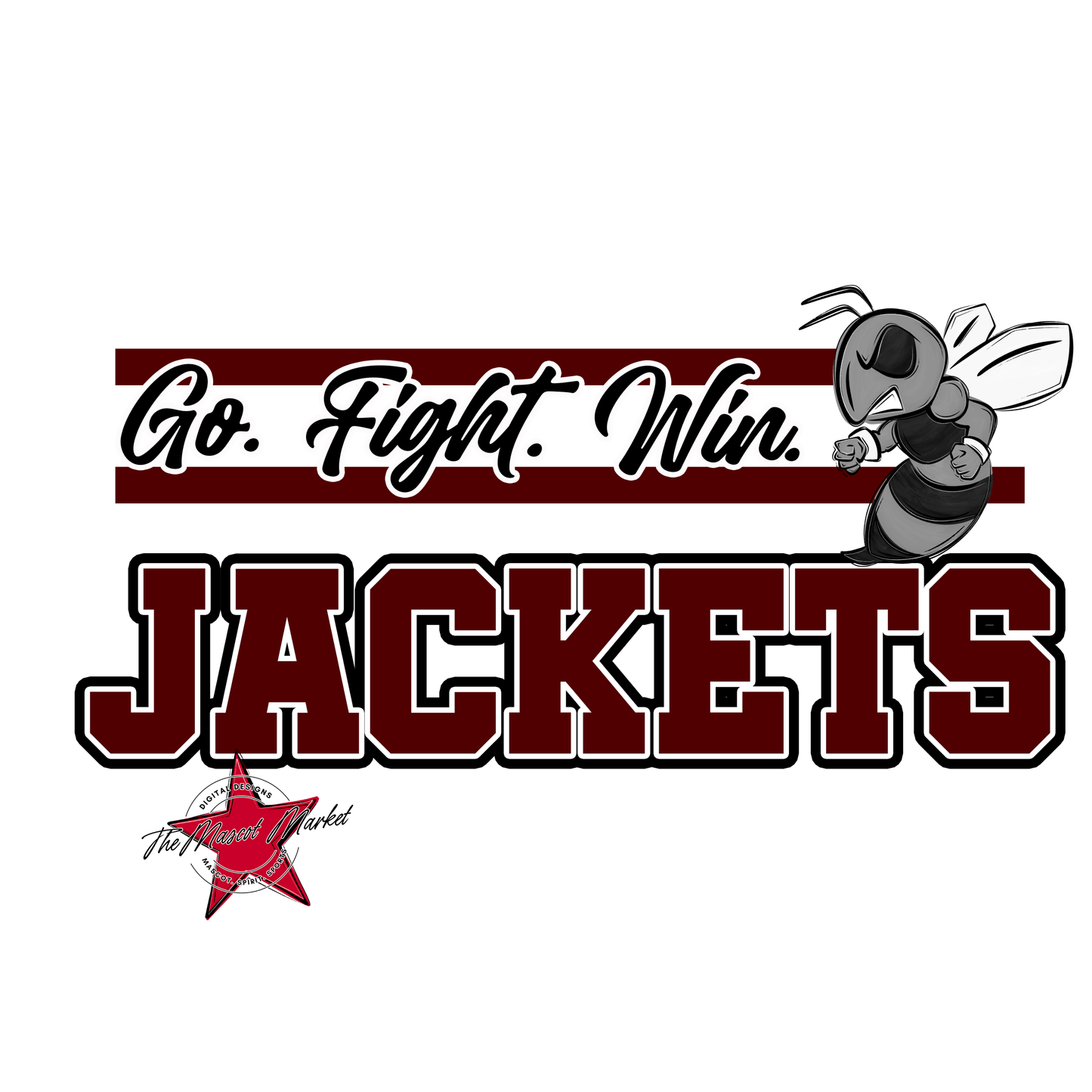 Jackets Go Fight Win Mascot Lines-Maroon