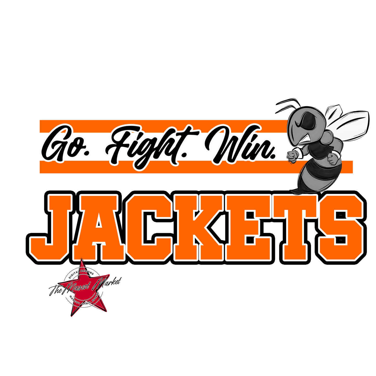Jackets Go Fight Win Mascot Lines-Orange