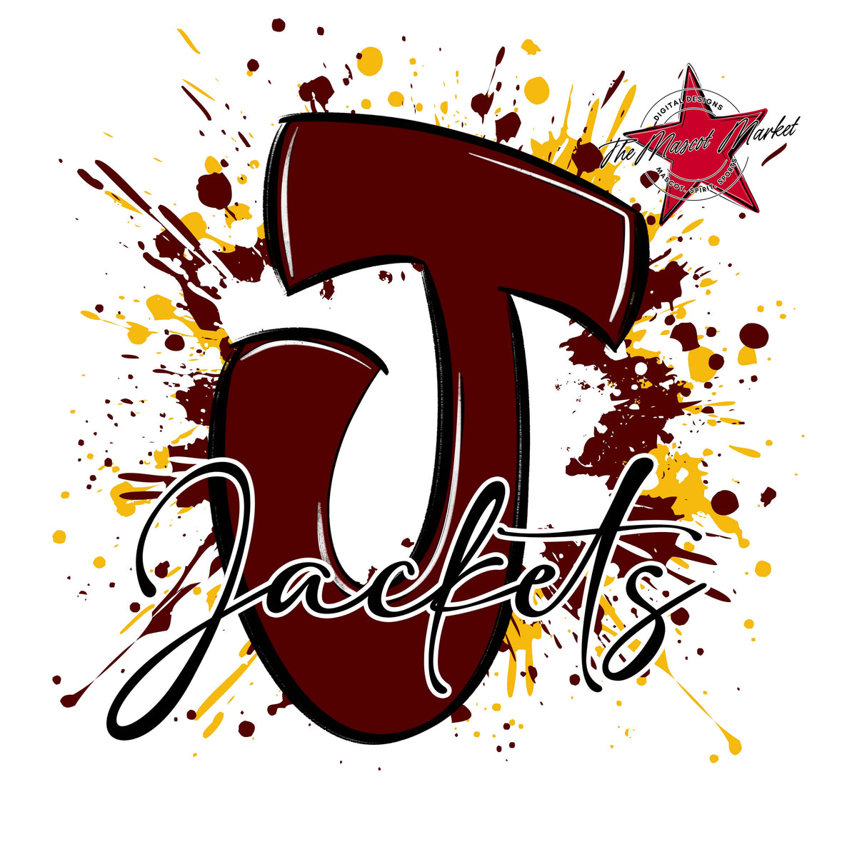 Jackets Mascot Splatter-Maroon & Yellow