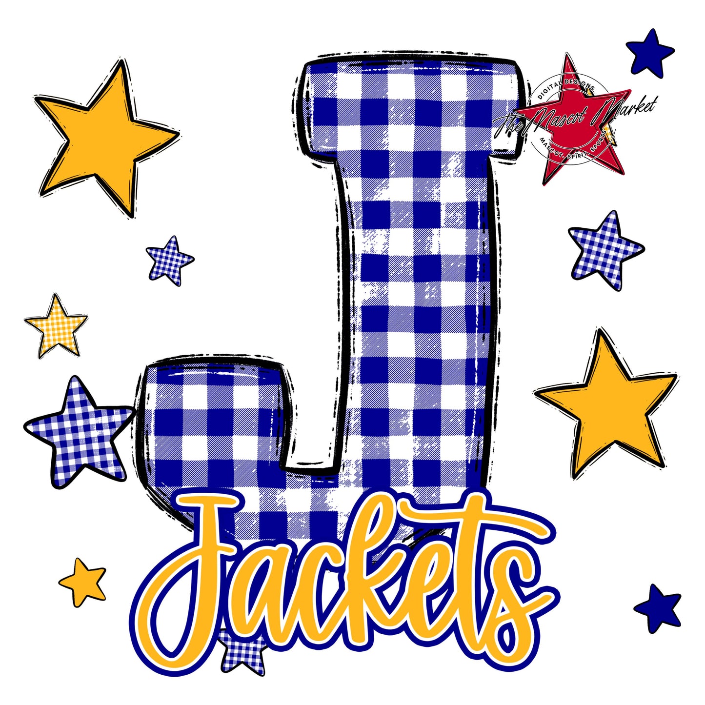 Jackets Plaid Star Design-Blue & Yellow