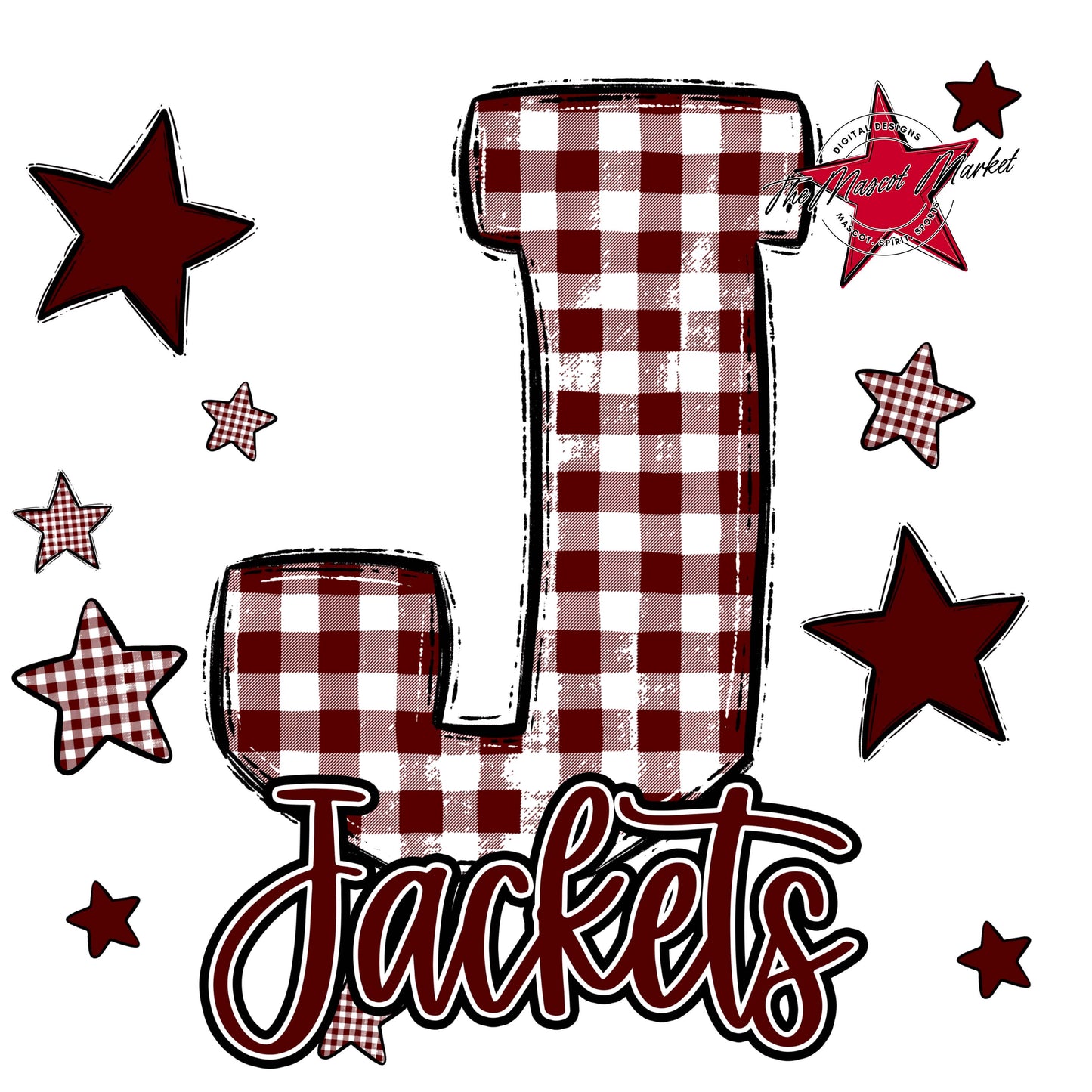 Jackets Plaid Star Design-Maroon