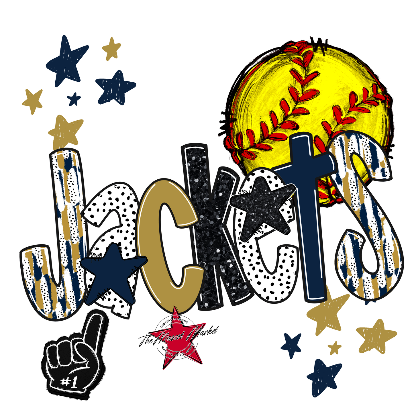 Jackets Softball Scrape-Navy-Gold