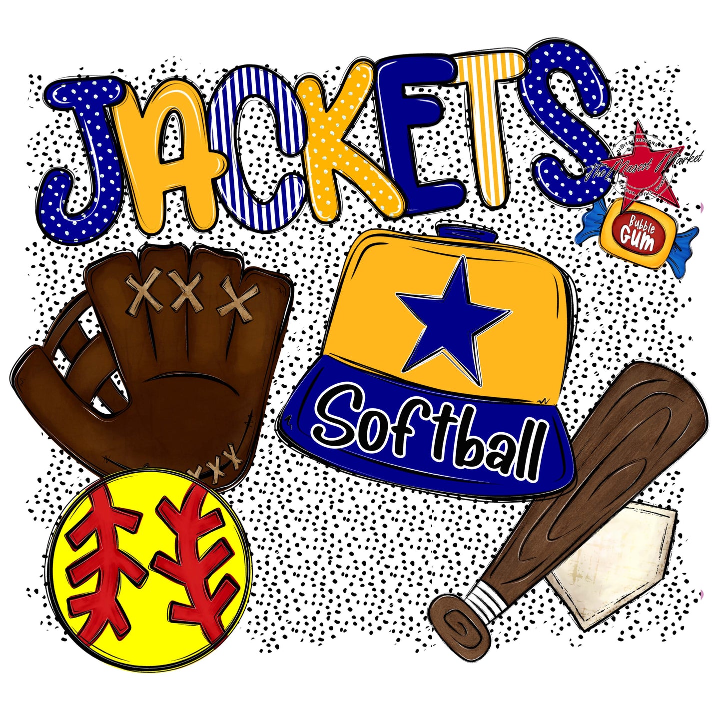 Jackets Softball Spirit-Blue & Yellow