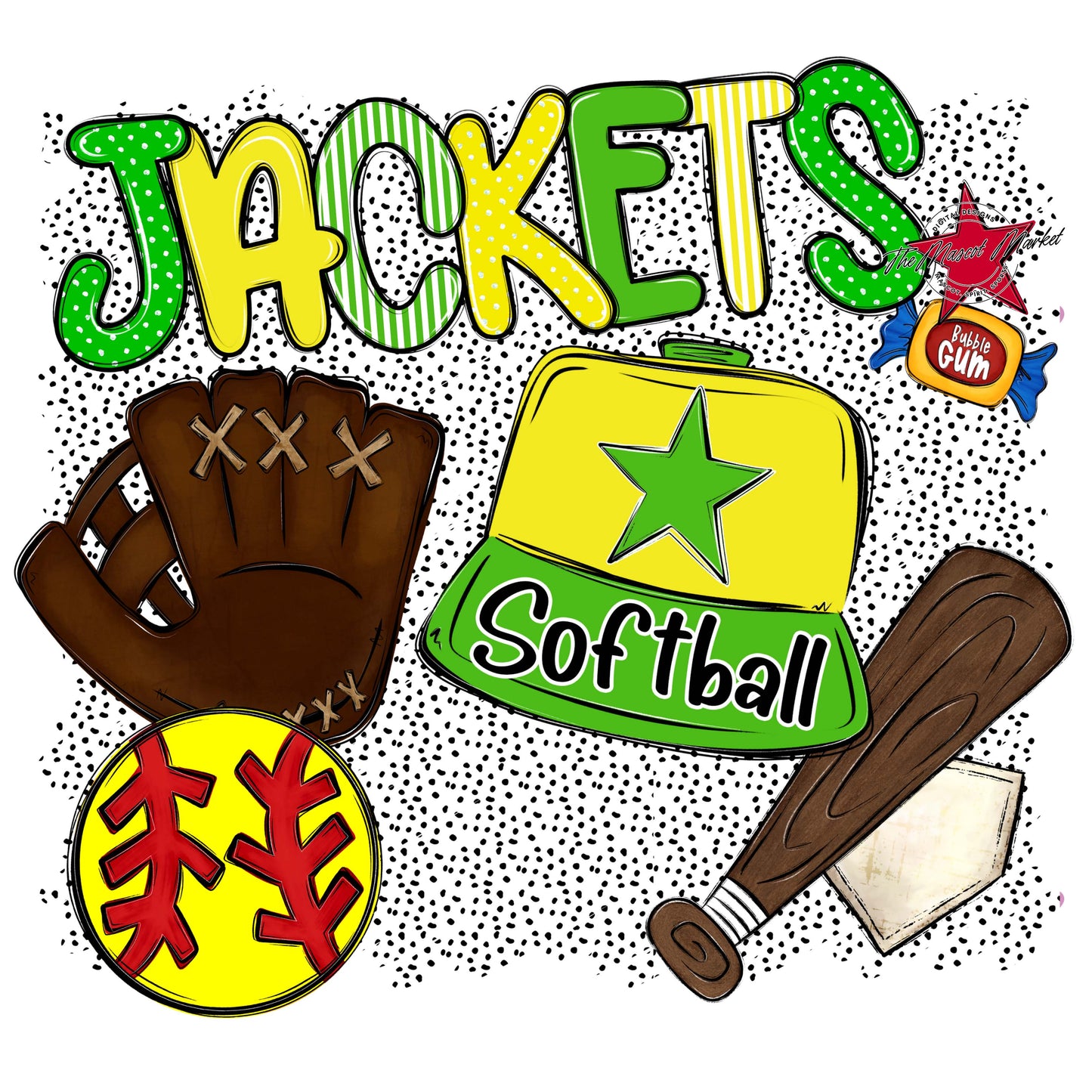 Jackets Softball Spirit-Bright Green & Bright Yellow
